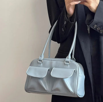 Qfdian Vintage Tender Preppy Girls Shoulder Bags Streetwear Fashion All Match Handbags Women Casual Solid Underarm Bag Y2k Aesthetic